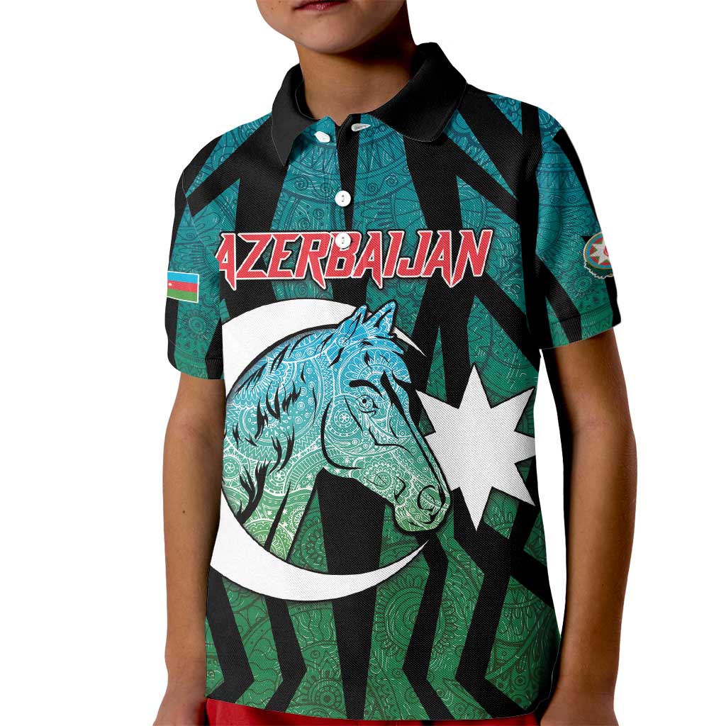 Personalized Azerbaijan Kid Polo Shirt Karabakh Horse Tattoo - Wonder Print Shop