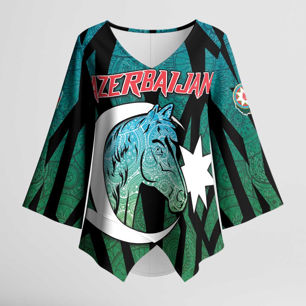 Personalized Azerbaijan Kimono Sleeve Blouse Karabakh Horse Tattoo - Wonder Print Shop