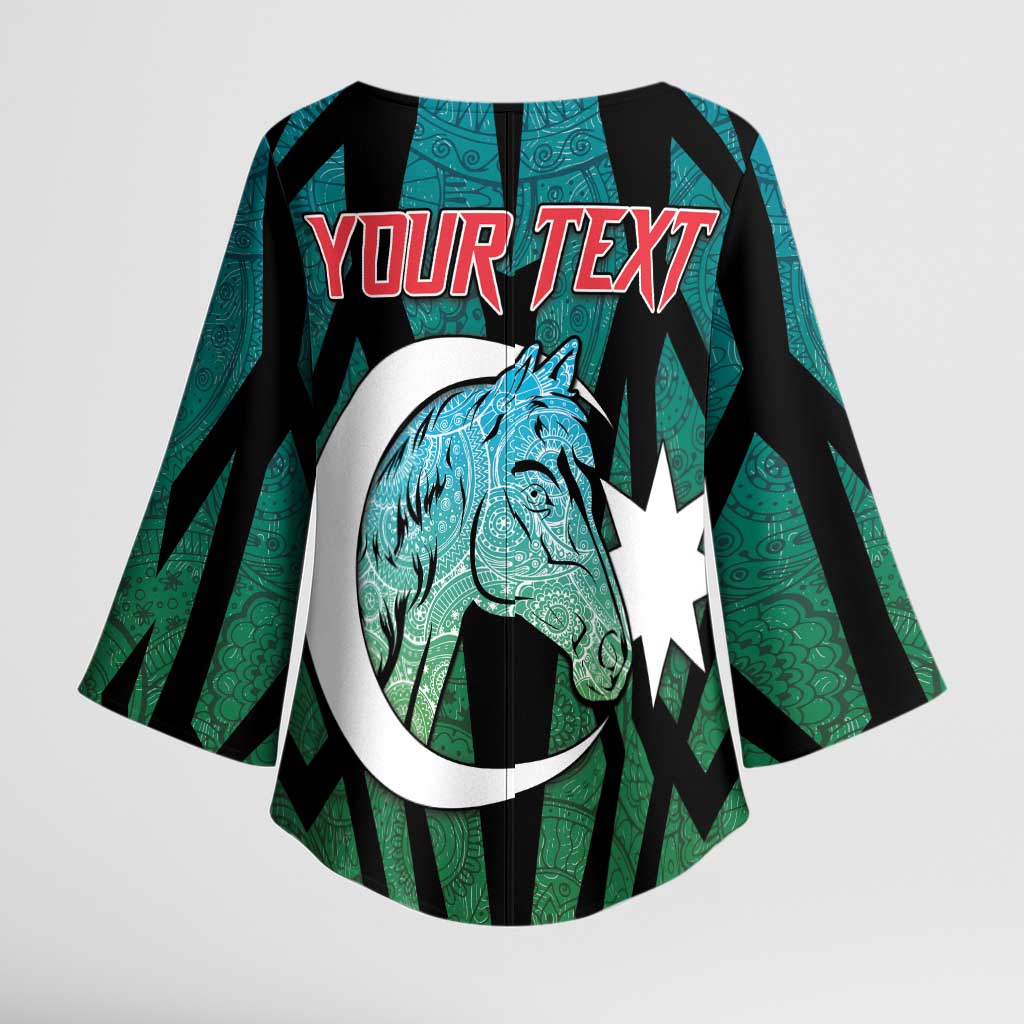 Personalized Azerbaijan Kimono Sleeve Blouse Karabakh Horse Tattoo - Wonder Print Shop