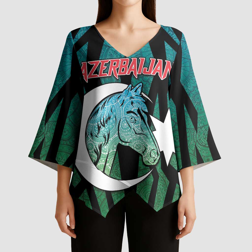 Personalized Azerbaijan Kimono Sleeve Blouse Karabakh Horse Tattoo - Wonder Print Shop
