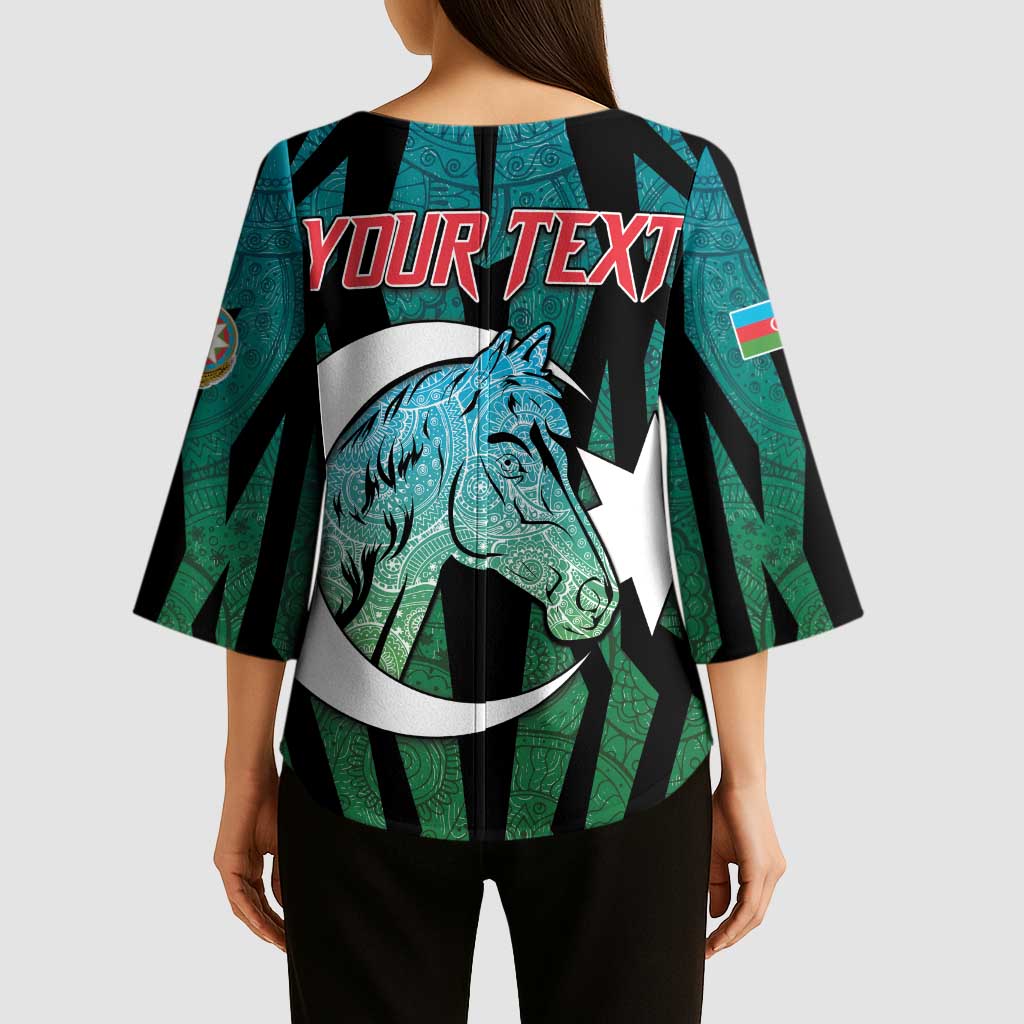 Personalized Azerbaijan Kimono Sleeve Blouse Karabakh Horse Tattoo - Wonder Print Shop