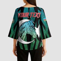 Personalized Azerbaijan Kimono Sleeve Blouse Karabakh Horse Tattoo - Wonder Print Shop