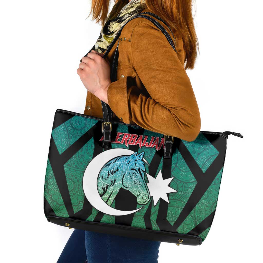 Azerbaijan Leather Tote Bag Karabakh Horse Tattoo - Wonder Print Shop