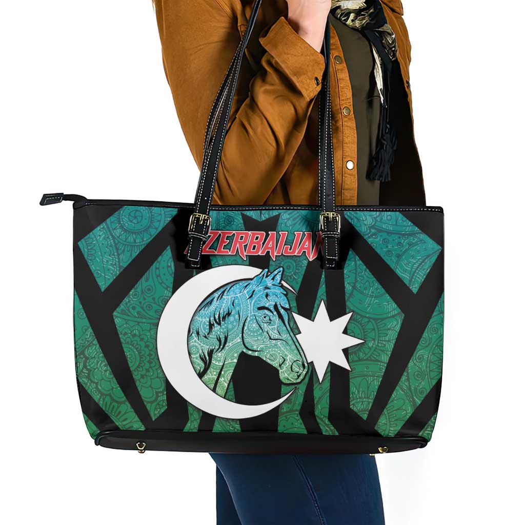 Azerbaijan Leather Tote Bag Karabakh Horse Tattoo - Wonder Print Shop