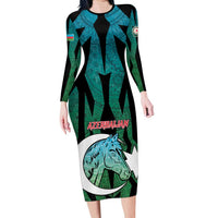 Personalized Azerbaijan Long Sleeve Bodycon Dress Karabakh Horse Tattoo - Wonder Print Shop
