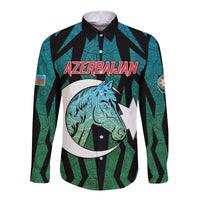 Personalized Azerbaijan Long Sleeve Button Shirt Karabakh Horse Tattoo - Wonder Print Shop