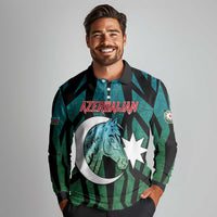 Personalized Azerbaijan Long Sleeve Polo Shirt Karabakh Horse Tattoo - Wonder Print Shop