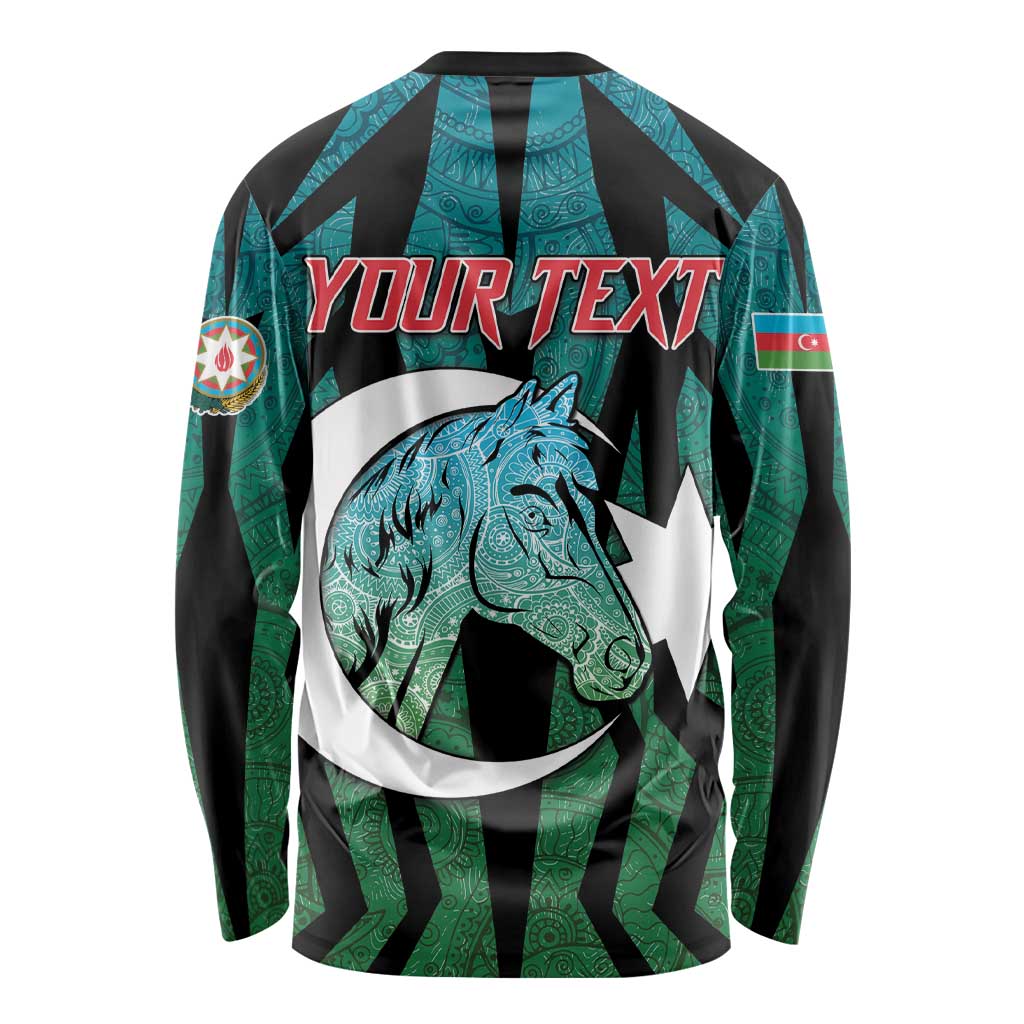 Personalized Azerbaijan Long Sleeve Shirt Karabakh Horse Tattoo - Wonder Print Shop