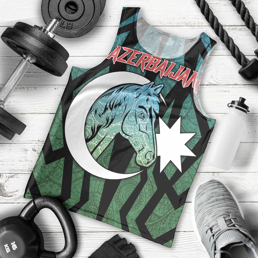 Personalized Azerbaijan Men Tank Top Karabakh Horse Tattoo - Wonder Print Shop