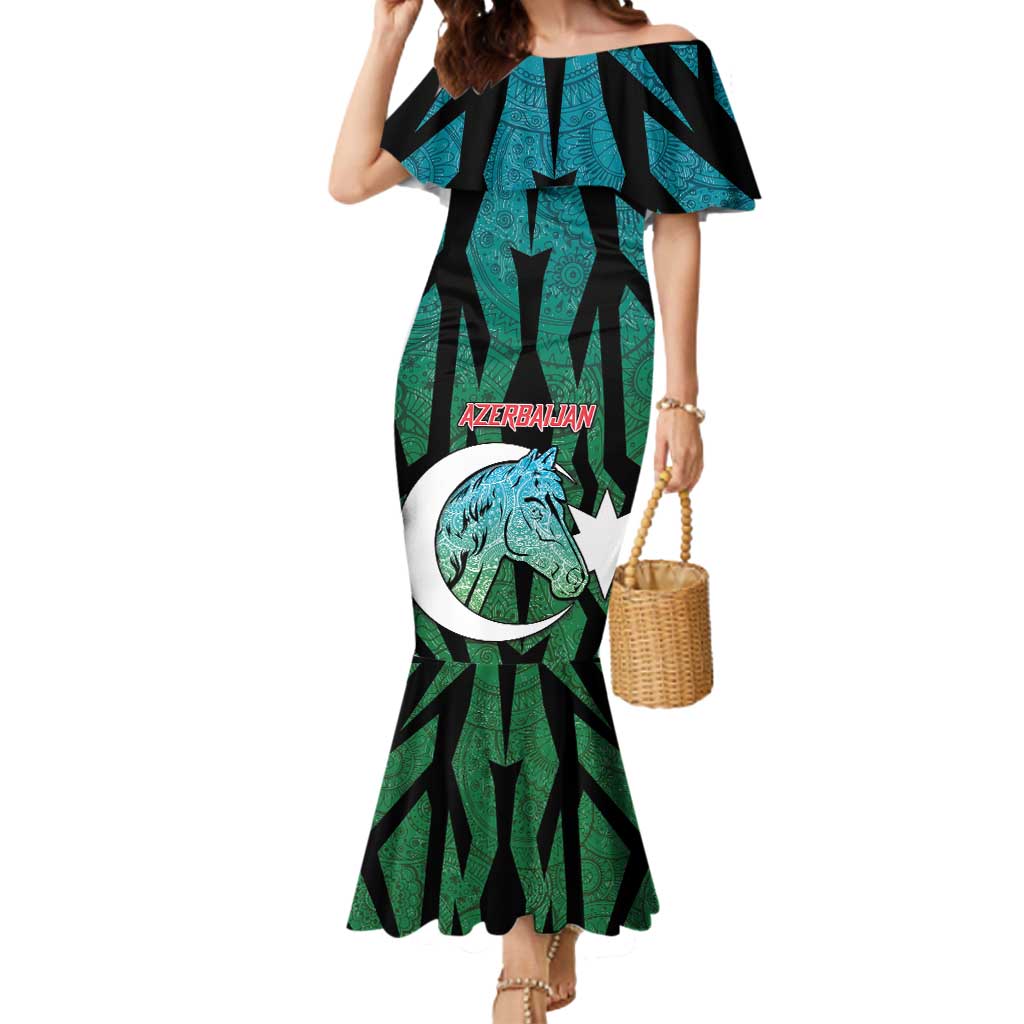 Personalized Azerbaijan Mermaid Dress Karabakh Horse Tattoo - Wonder Print Shop