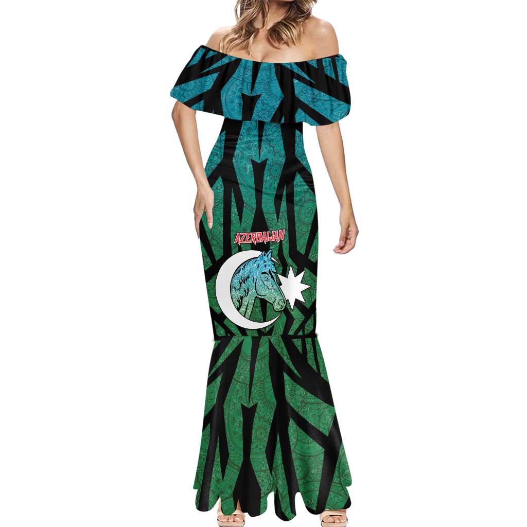 Personalized Azerbaijan Mermaid Dress Karabakh Horse Tattoo - Wonder Print Shop