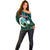 Personalized Azerbaijan Off Shoulder Sweater Karabakh Horse Tattoo - Wonder Print Shop