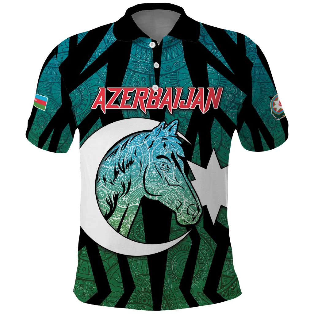 Personalized Azerbaijan Polo Shirt Karabakh Horse Tattoo - Wonder Print Shop