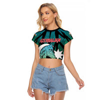 Personalized Azerbaijan Raglan Cropped T Shirt Karabakh Horse Tattoo - Wonder Print Shop