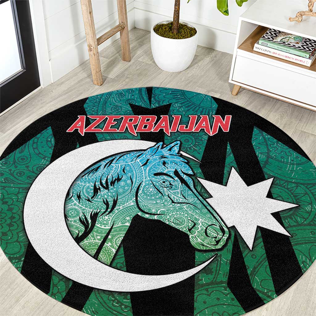 Azerbaijan Round Carpet Karabakh Horse Tattoo - Wonder Print Shop