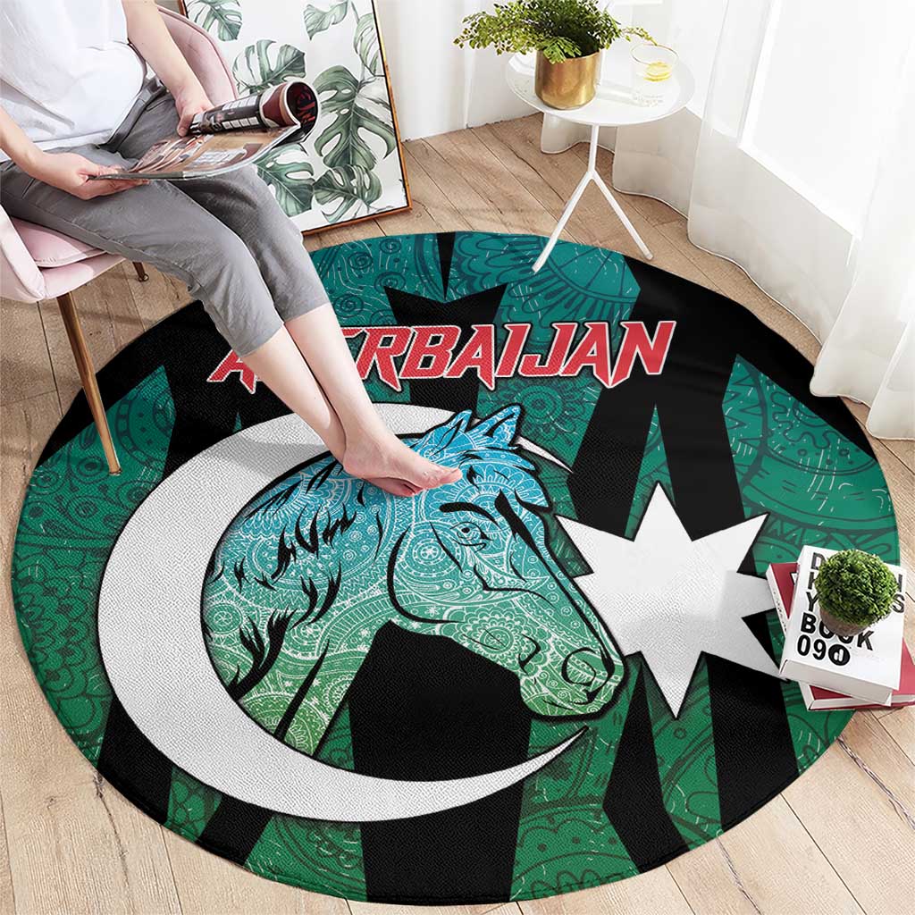Azerbaijan Round Carpet Karabakh Horse Tattoo - Wonder Print Shop