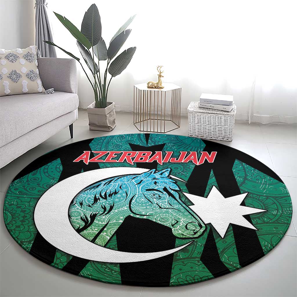Azerbaijan Round Carpet Karabakh Horse Tattoo - Wonder Print Shop