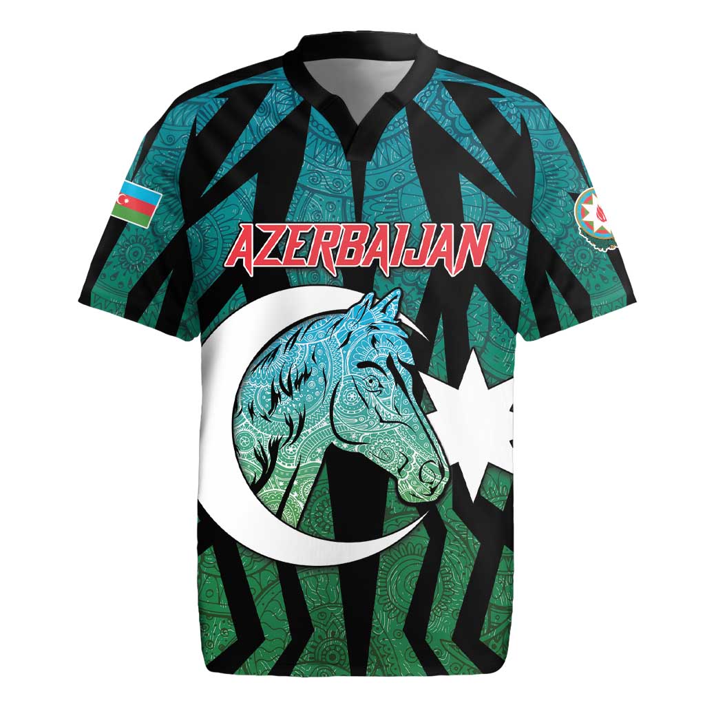 Personalized Azerbaijan Rugby Jersey Karabakh Horse Tattoo - Wonder Print Shop