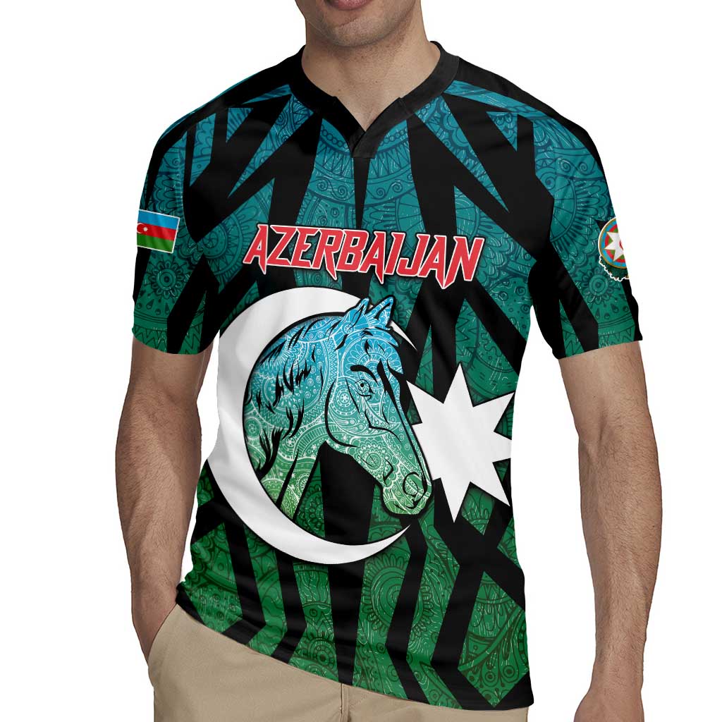 Personalized Azerbaijan Rugby Jersey Karabakh Horse Tattoo - Wonder Print Shop