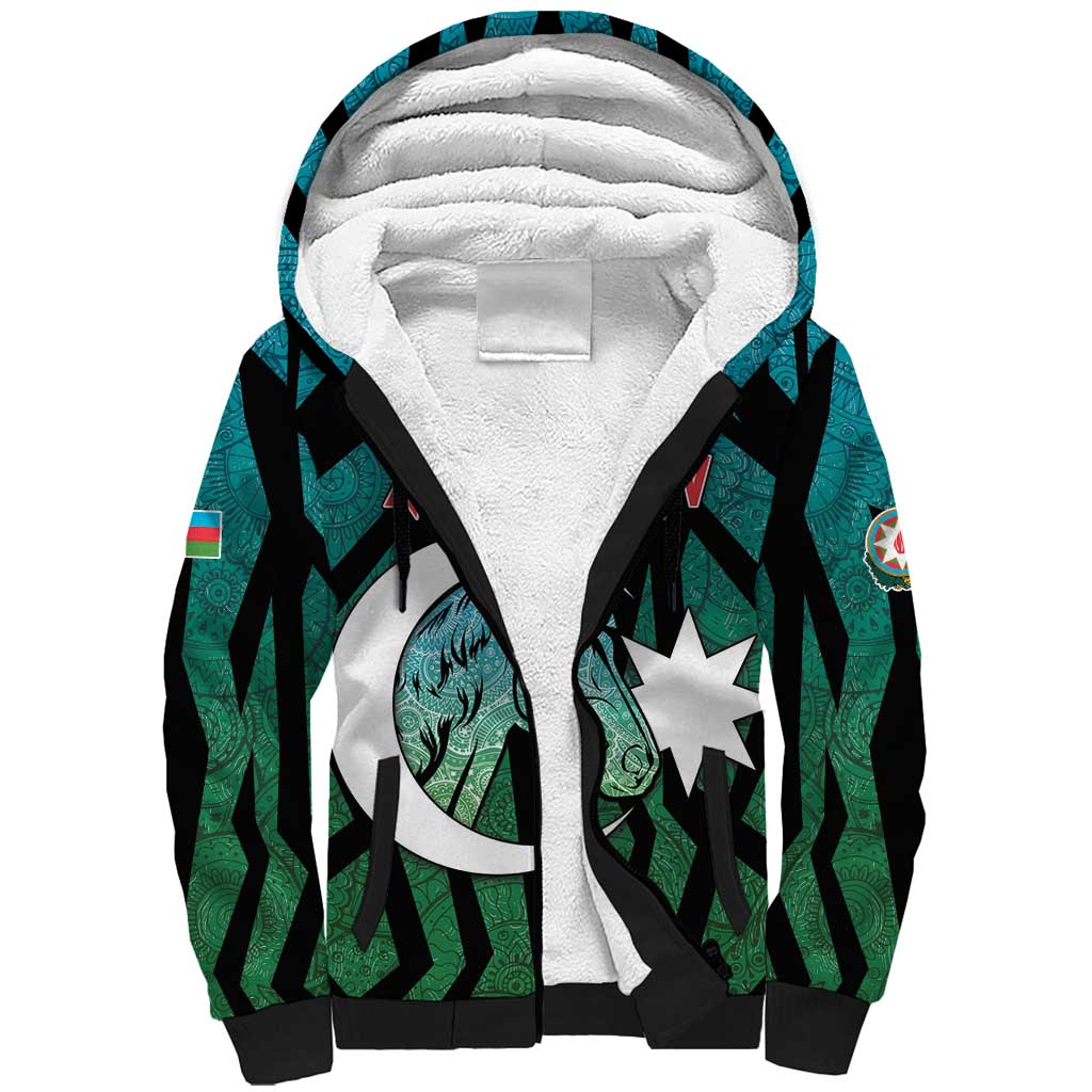 Personalized Azerbaijan Sherpa Hoodie Karabakh Horse Tattoo - Wonder Print Shop