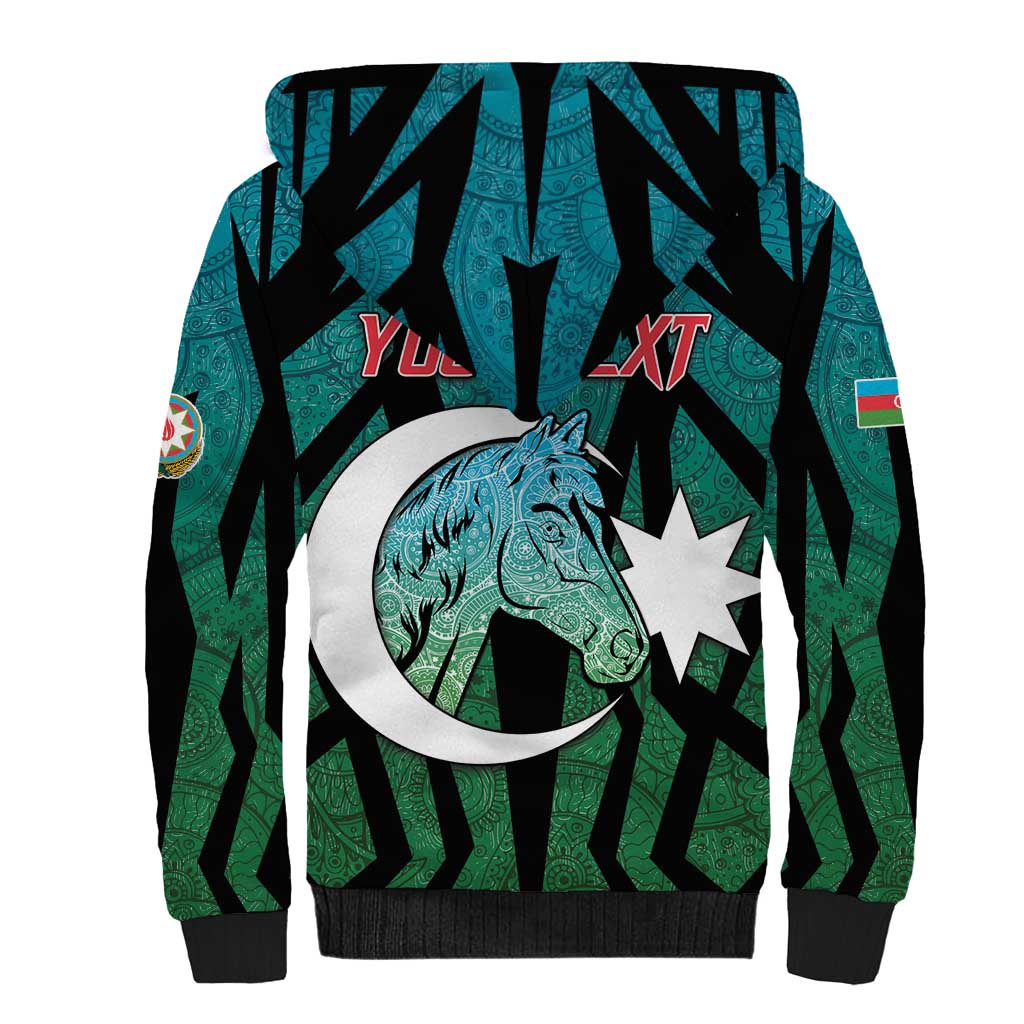 Personalized Azerbaijan Sherpa Hoodie Karabakh Horse Tattoo - Wonder Print Shop