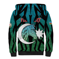 Personalized Azerbaijan Sherpa Hoodie Karabakh Horse Tattoo - Wonder Print Shop