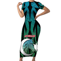 Personalized Azerbaijan Short Sleeve Bodycon Dress Karabakh Horse Tattoo - Wonder Print Shop
