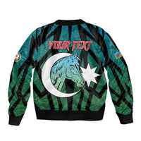 Personalized Azerbaijan Sleeve Zip Bomber Jacket Karabakh Horse Tattoo - Wonder Print Shop