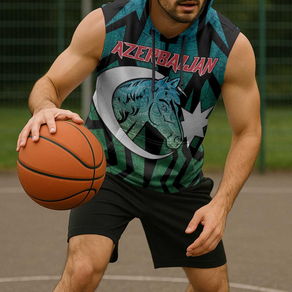 Personalized Azerbaijan Sleeveless Hoodie Karabakh Horse Tattoo - Wonder Print Shop