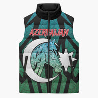 Personalized Azerbaijan Sleeveless Puffer Jacket Karabakh Horse Tattoo - Wonder Print Shop