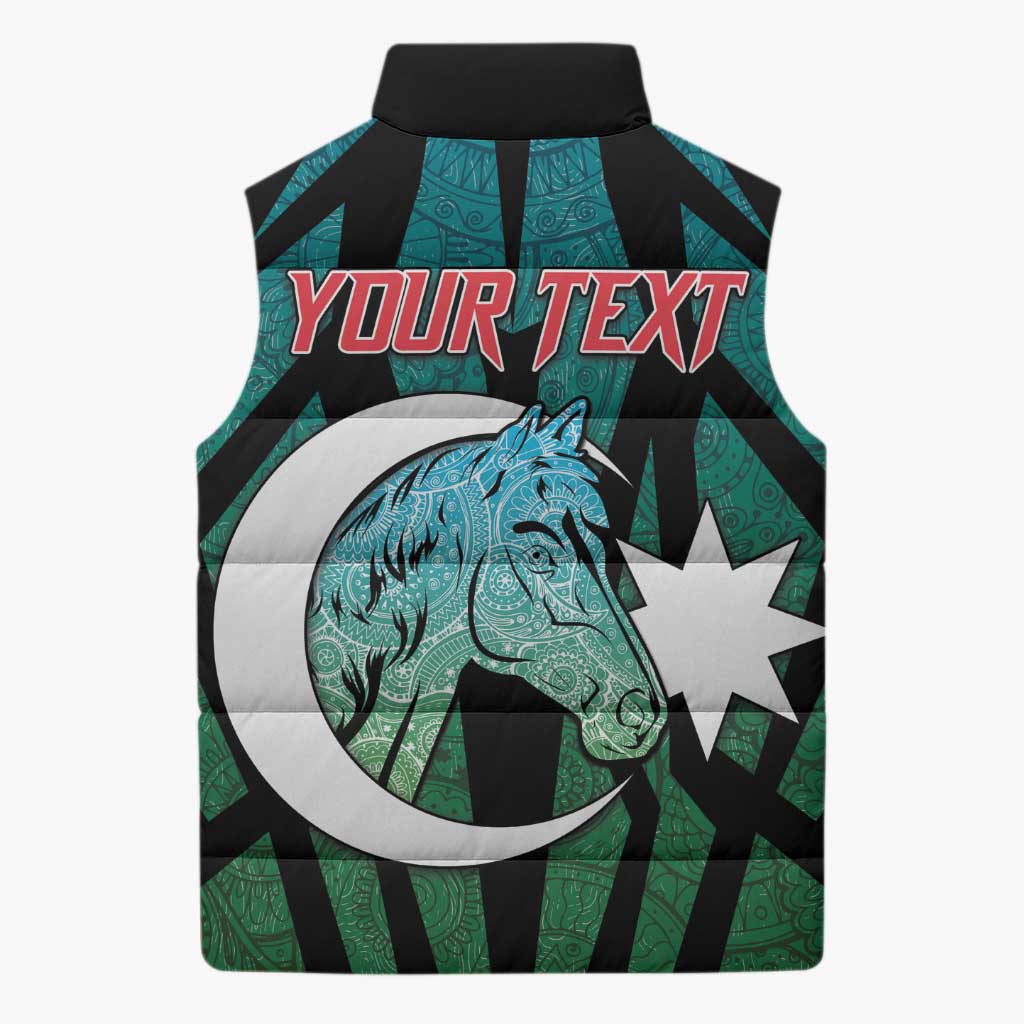 Personalized Azerbaijan Sleeveless Puffer Jacket Karabakh Horse Tattoo - Wonder Print Shop