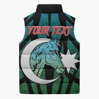Personalized Azerbaijan Sleeveless Puffer Jacket Karabakh Horse Tattoo - Wonder Print Shop