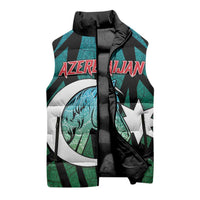 Personalized Azerbaijan Sleeveless Puffer Jacket Karabakh Horse Tattoo - Wonder Print Shop