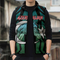 Personalized Azerbaijan Sleeveless Puffer Jacket Karabakh Horse Tattoo - Wonder Print Shop