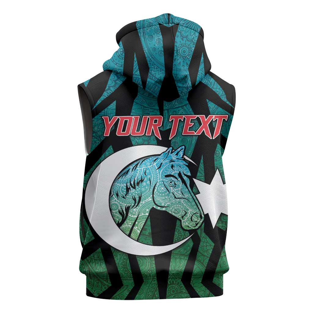 Personalized Azerbaijan Sleeveless Zip Hoodie Karabakh Horse Tattoo - Wonder Print Shop
