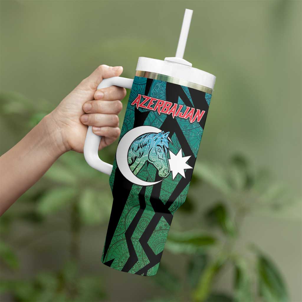 Personalized Azerbaijan Tumbler With Handle Karabakh Horse Tattoo - Wonder Print Shop