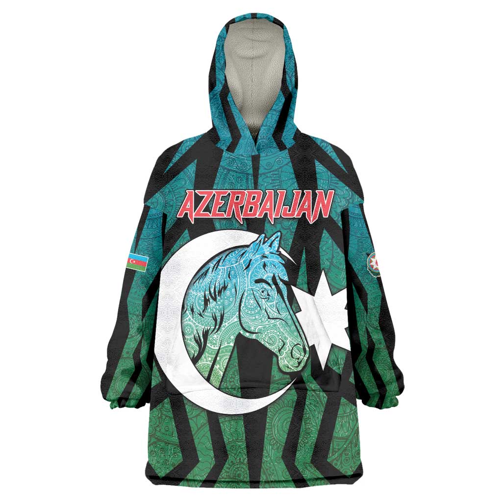 Personalized Azerbaijan Wearable Blanket Hoodie Karabakh Horse Tattoo - Wonder Print Shop