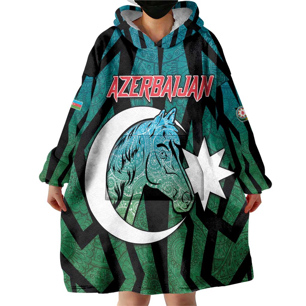 Personalized Azerbaijan Wearable Blanket Hoodie Karabakh Horse Tattoo - Wonder Print Shop