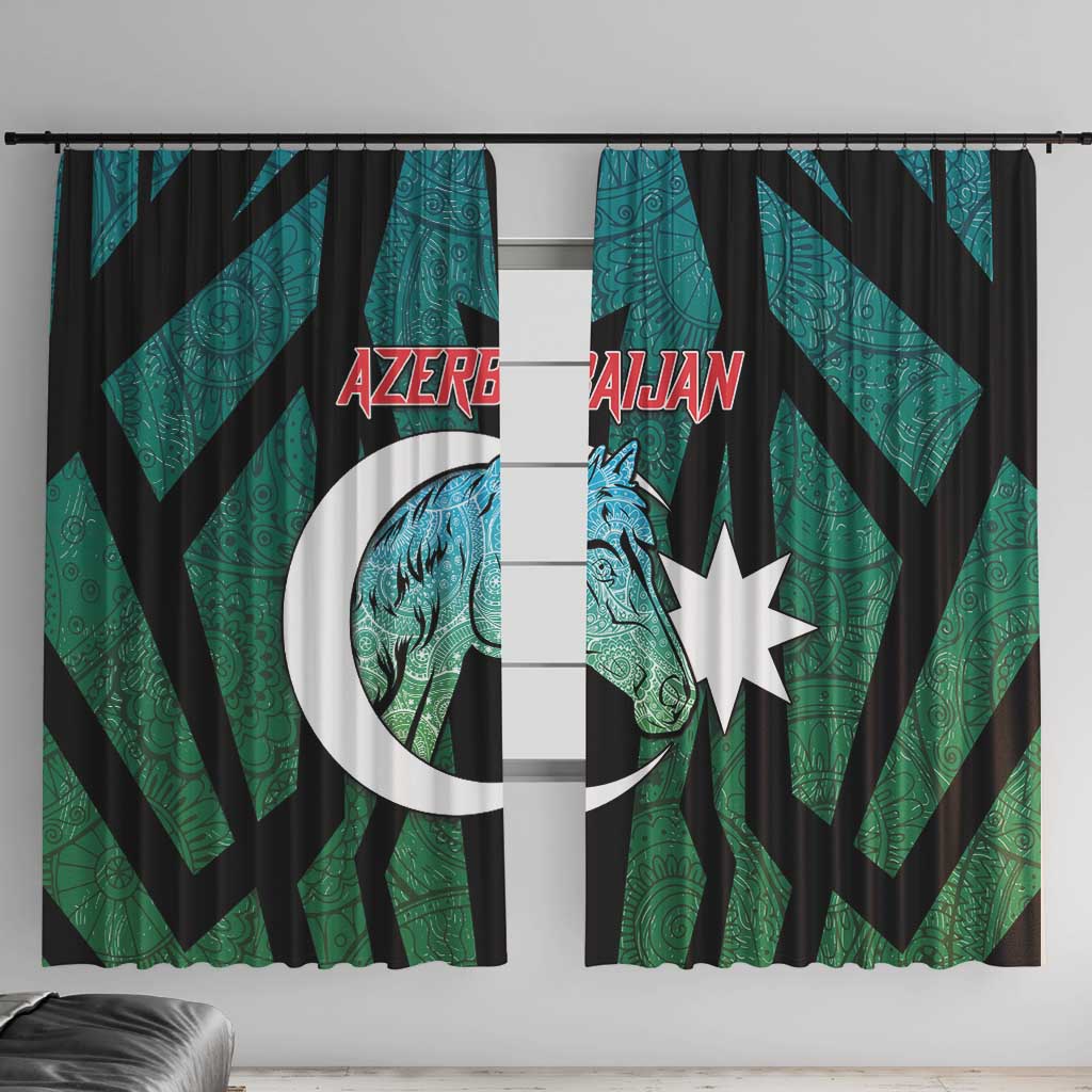 Azerbaijan Window Curtain Karabakh Horse Tattoo - Wonder Print Shop