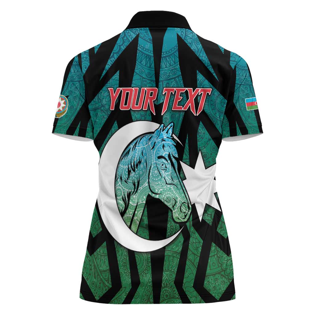 Personalized Azerbaijan Women Polo Shirt Karabakh Horse Tattoo - Wonder Print Shop