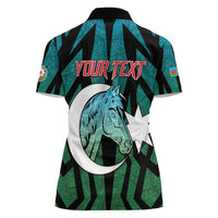 Personalized Azerbaijan Women Polo Shirt Karabakh Horse Tattoo - Wonder Print Shop