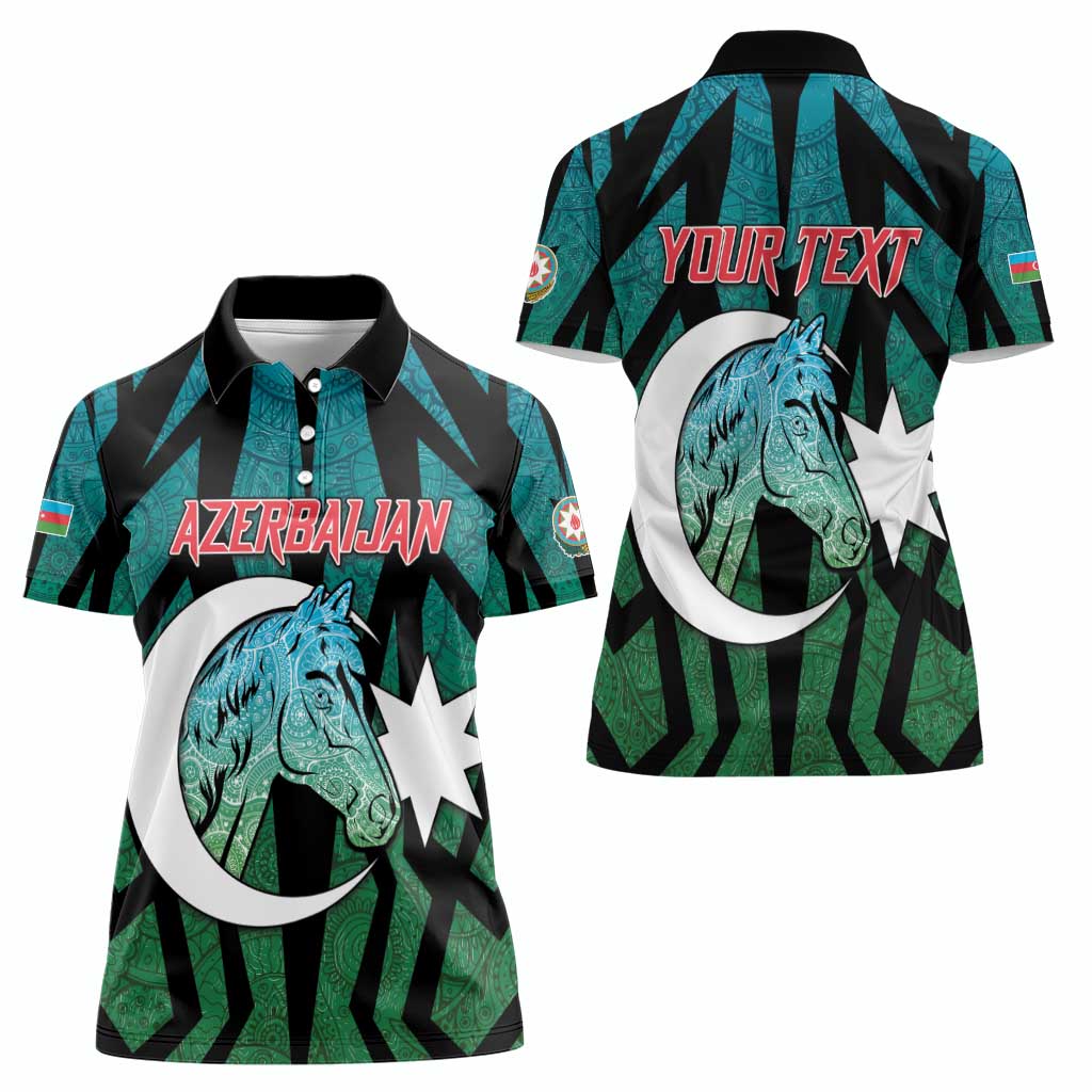 Personalized Azerbaijan Women Polo Shirt Karabakh Horse Tattoo - Wonder Print Shop