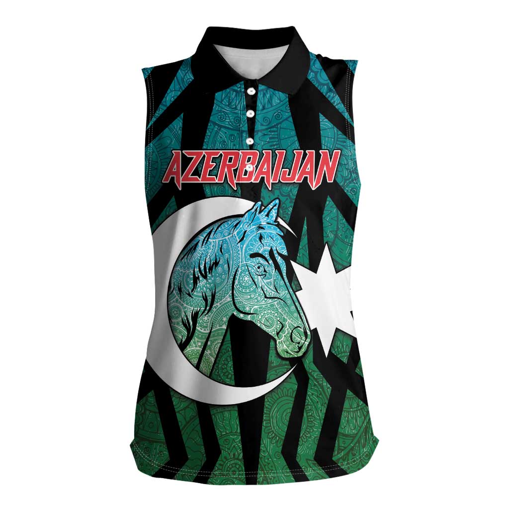 Personalized Azerbaijan Women Sleeveless Polo Shirt Karabakh Horse Tattoo - Wonder Print Shop