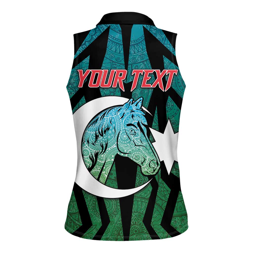 Personalized Azerbaijan Women Sleeveless Polo Shirt Karabakh Horse Tattoo - Wonder Print Shop