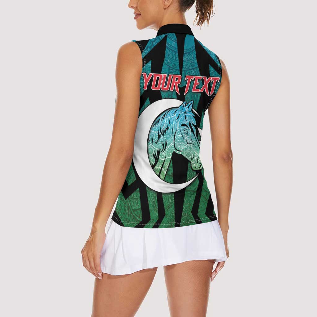 Personalized Azerbaijan Women Sleeveless Polo Shirt Karabakh Horse Tattoo - Wonder Print Shop