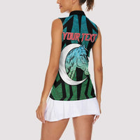 Personalized Azerbaijan Women Sleeveless Polo Shirt Karabakh Horse Tattoo - Wonder Print Shop