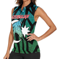 Personalized Azerbaijan Women Sleeveless Polo Shirt Karabakh Horse Tattoo - Wonder Print Shop