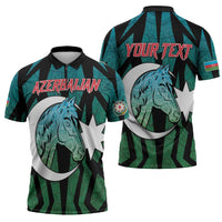 Personalized Azerbaijan Zipper Polo Shirt Karabakh Horse Tattoo - Wonder Print Shop