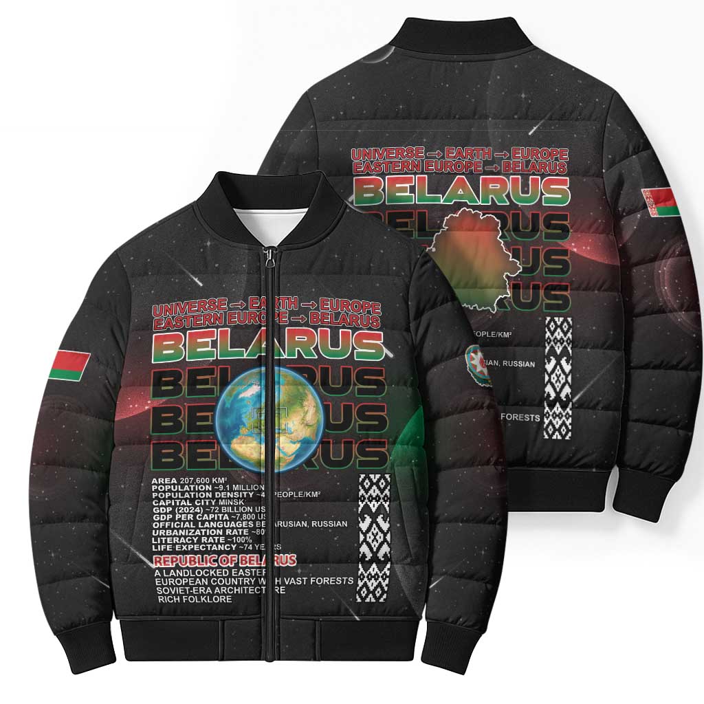 Belarus Bomber Puffer Jacket Information From The Universe - Wonder Print Shop