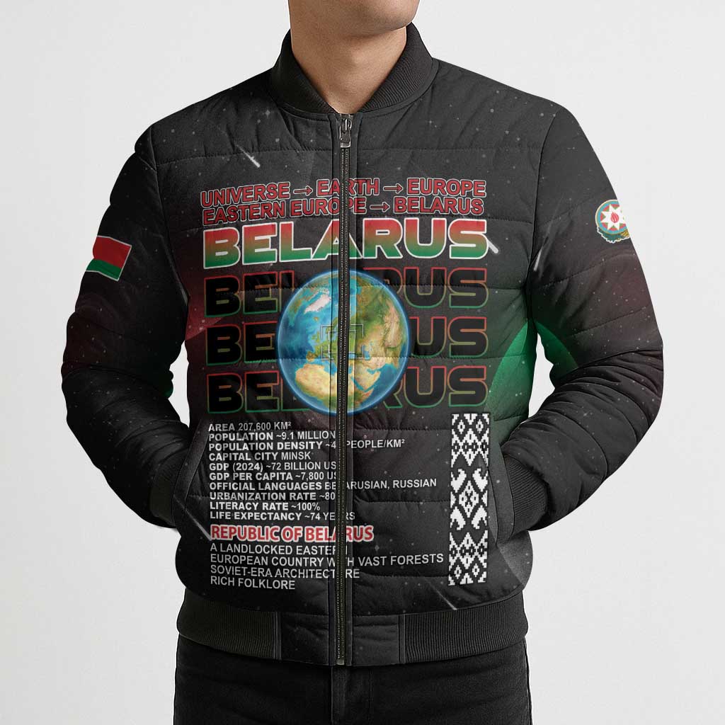 Belarus Bomber Puffer Jacket Information From The Universe - Wonder Print Shop